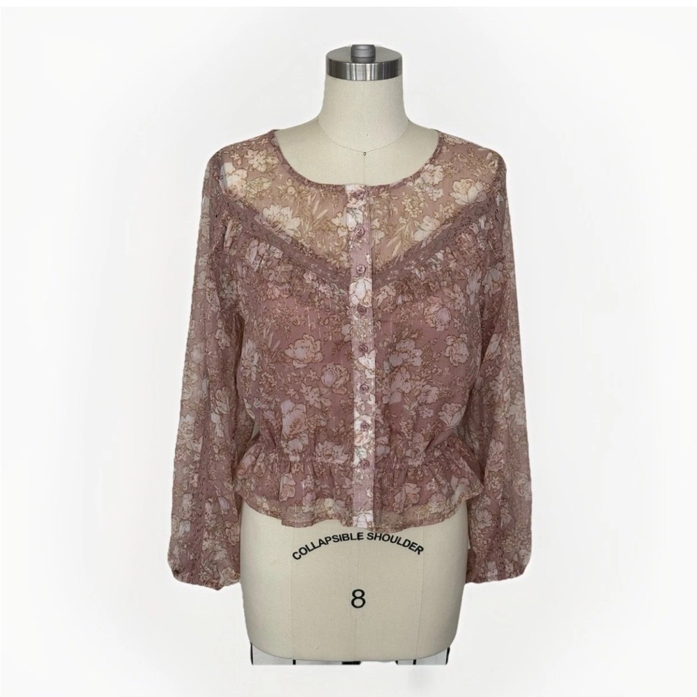 Floral Sheer Blouse - Pink